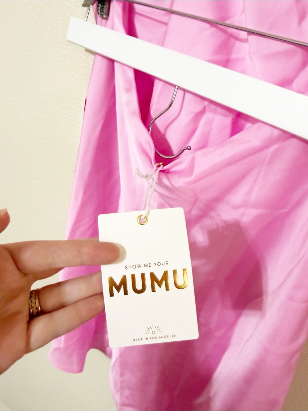 Show Me Your Mumu Jasmine Halter Mini Dress in Pink Luxe Satin Size Large $148 - Picture 8 of 11